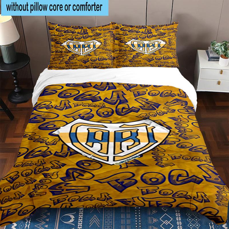 3pcs Boca Juniors Football Club Design Bedding Set Duvet Cover Closure Includes 1 Duvet Cover & 2 Pillowcases Bedding Sets Home Decor Gifts