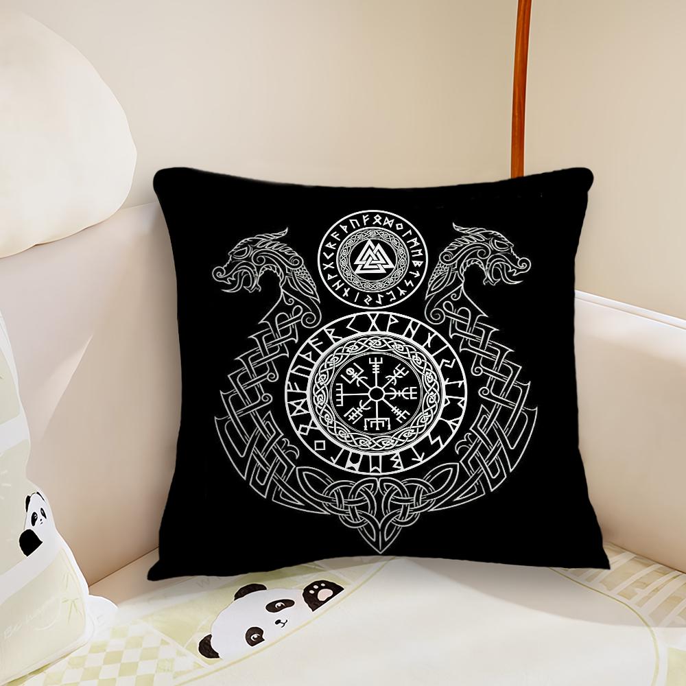 Fashion Luxury V-Viking Amulet Pillow Case Living Room Sofa Cushion Cover Suitable For Home Bedroom Room Decoration