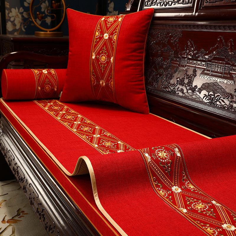 

Chinese Sofa Seat Cushion Non-Slip Cover Cloth Mahogany Sofa Cushion Cover High-Grade Sofa Towel Luohan Bed Cushion Cover 90*140cm