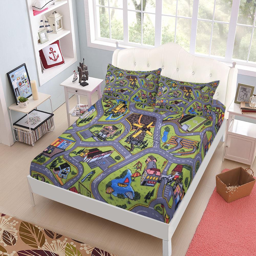 Jurassic Dinosaurs Children Fitted Sheet Set King Queen Double Full Size Bed Linen Set