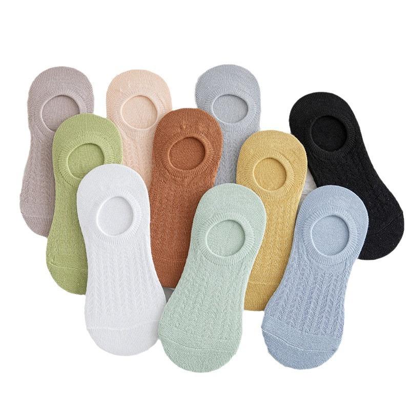 5 Pairs of  Women's Summer Thin Cotton Mesh Non Slip Non Slip Heel Shallow Mouth Invisible Boat Socks