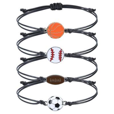 Bracelet de sport tressé unisexe, ligne de cire réglable, cadeau pour fans