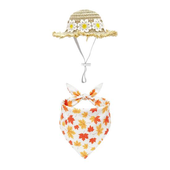huaqianguhh 1 Set Autumn Porch Goose Outfit, Straw Hat And Maple Leaf Scarf, Fall Season Costume for 23 Inch Statue Outdoor Yard Lawn Garden Decor