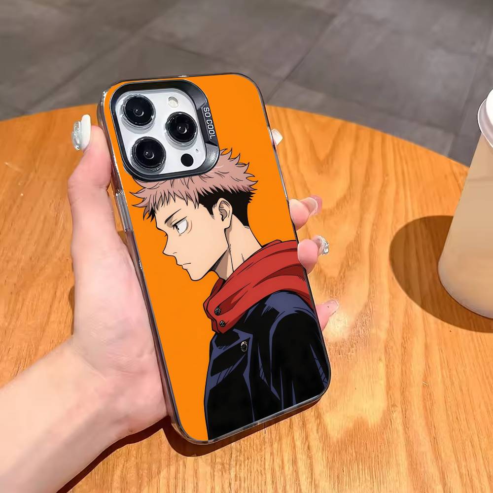 J-Jujutsu Y-Yuji I-Itadori-JKYI Phone Case For iPhone 17,16,15,14,13,12,11 Plus,Pro Max,XS,Colored Silver Plated Inside Cover