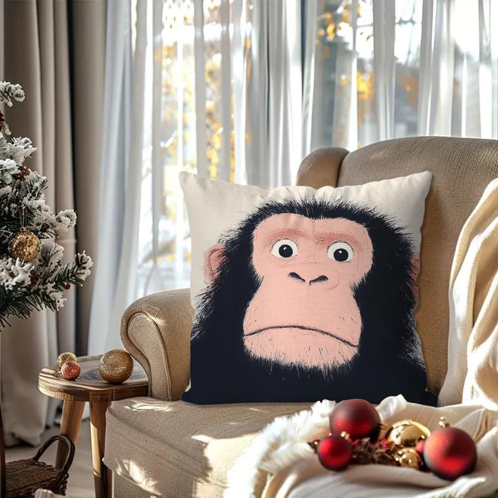 G-Gorilla Creative Cartoon Animation Pillow Case Square Pillow Bedroom Sofa Leisure ComfortCar Living Room Home Decoration 40X40