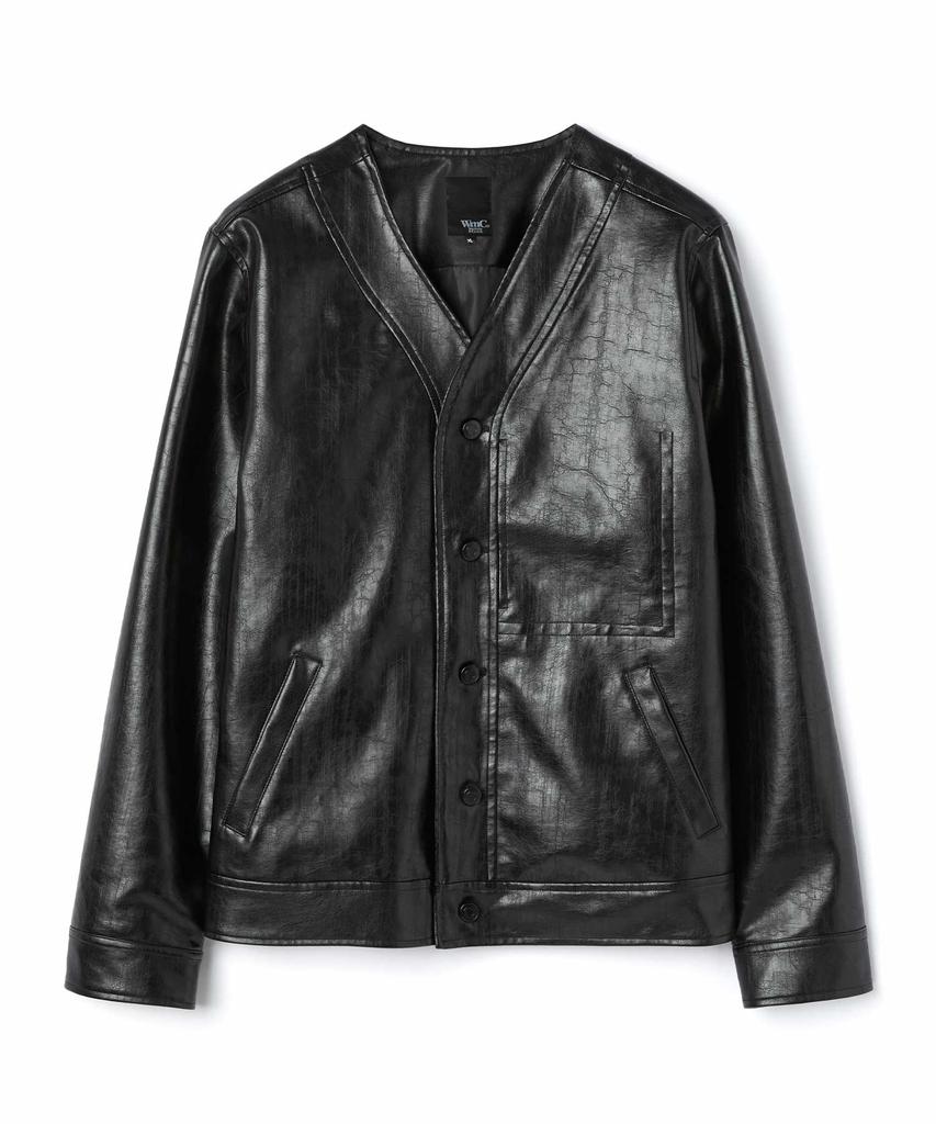 Wmc Collarless Fox Leather Jacket_Black