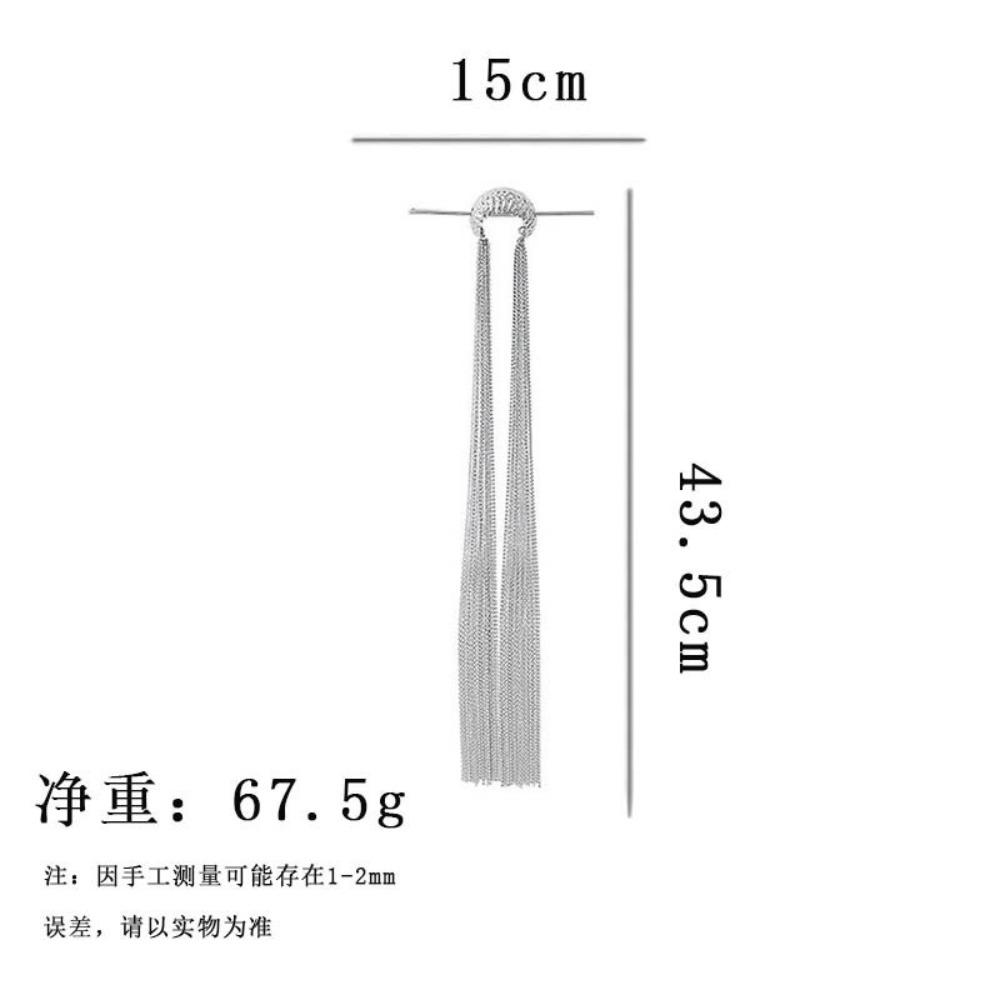 New Chinese Style Personality Sliver Color Long Tassels Hairpin for Women Temperament Hair Jewelry Versatile Hair Accessory Gift