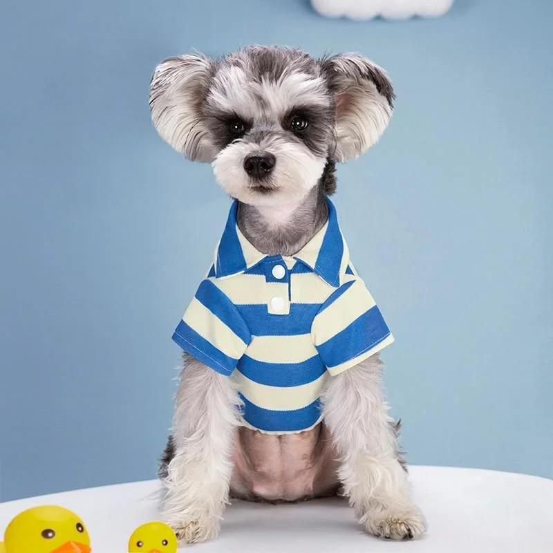 Dog Clothes Pet Dog Polo Shirt Quality Summer Striped Clothing for Small Large Dogs Cats T-shirt French Bulldog Pug Costumes