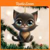 Flat Surface Acrylic Playful Big Eyed Cat Christmas Tree Hanging Pendant