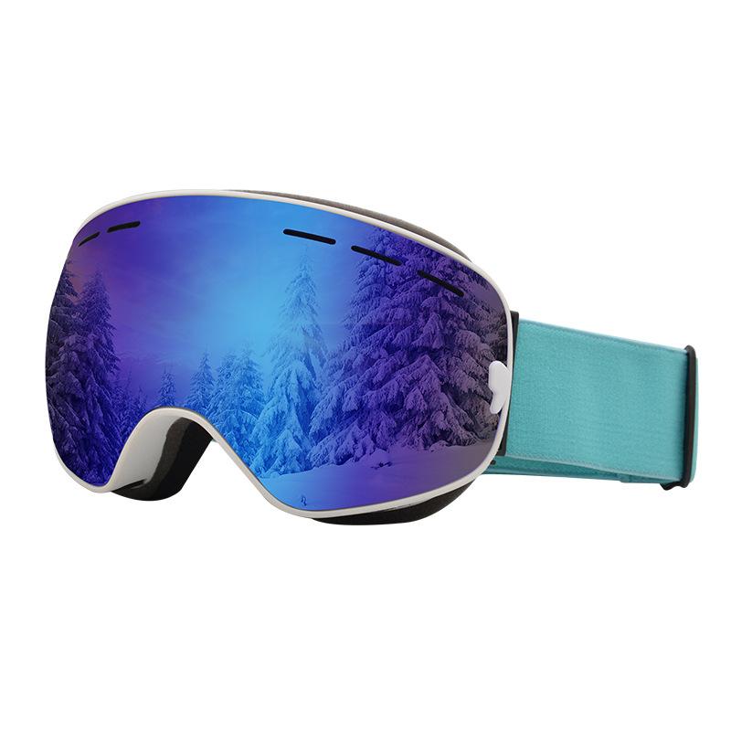 Ski goggles with double-layer anti-fog large spherical lens for snow protection OTG Ski goggles Ski Supplies синий