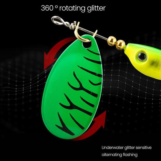 5Pcs 7.5CM/9G Fishing Lure with Metal Spinner Blade Hook Rotating Sequin Spoon Spinnerbait Bionic Bait Bass Pike Walleye Fishing Accessories