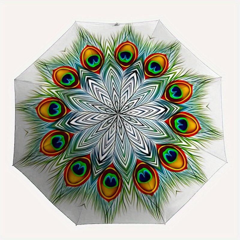 

1pc Peacock Feather Mandala Automatic Open/Close Umbrella, Ideal Fan Gift for Birthday, Christmas, Outdoor Essentials, Trendy Fashion yy250828017