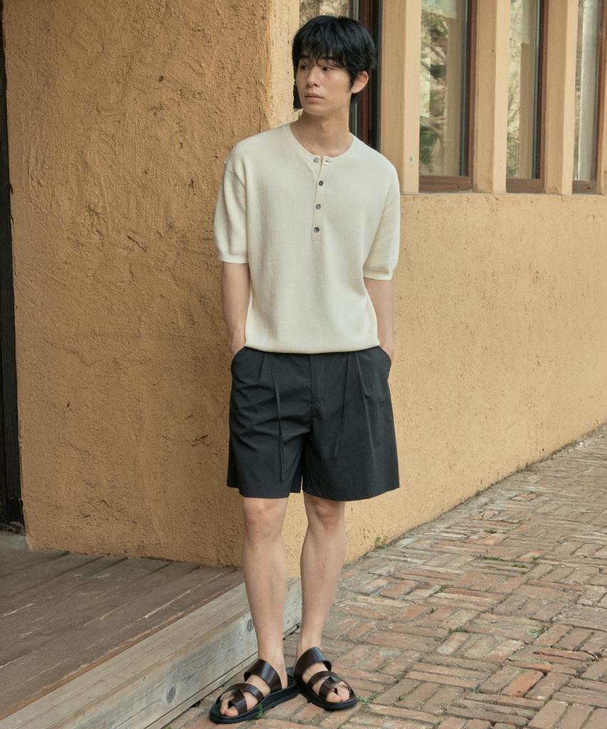 Wednesday Oasis Washable Minimal Henley Neck Half Knit_Ivory(Wc26Kn46)