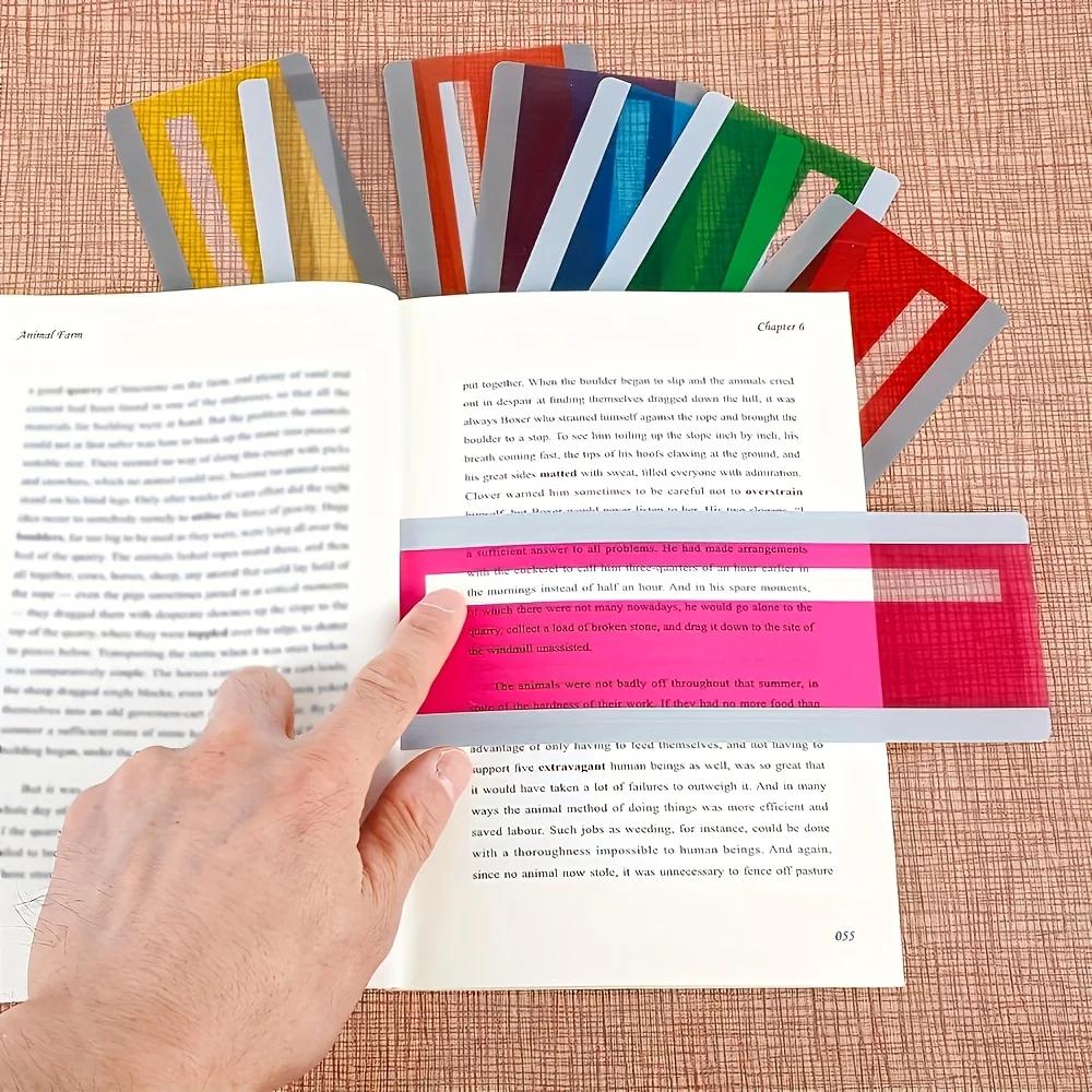 Multicolor Reading Guide Highlighter Strips Overlays 2Pcs Large Guided Reading Tracking Rulers Dyslexic Students Bookmarks