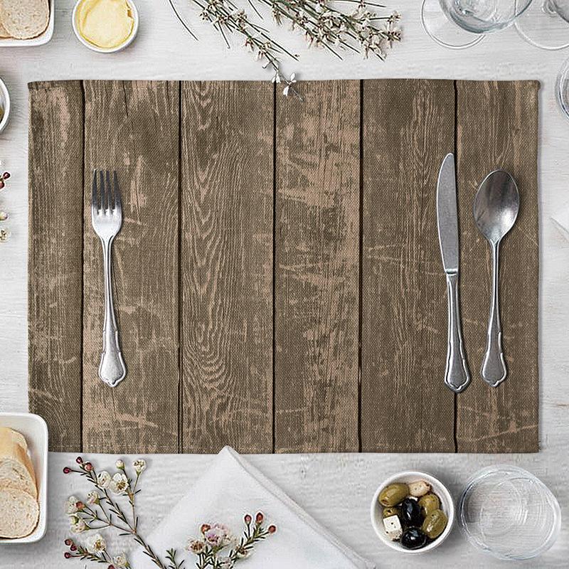 Plate Mat Place Mats Imitation Wood Grain Placemat Linen Pad 40*30cm For Dining Table Mat Non Slip Placemats Bowl Coaster