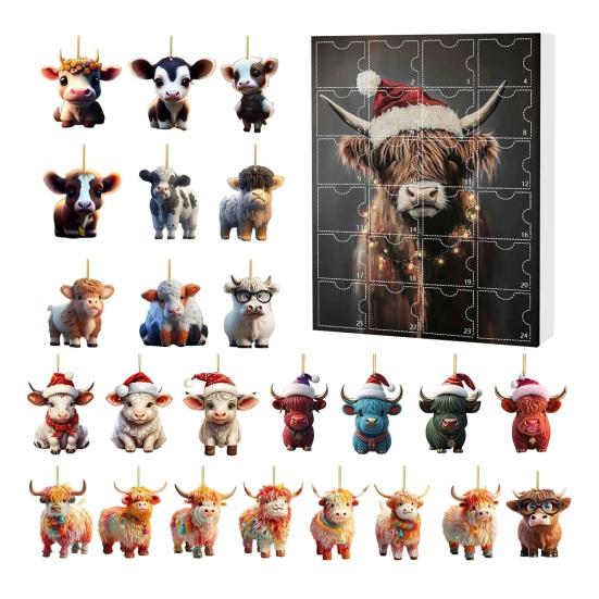 2025 Christmas Advent Calendar 24 Days Funny Cow Countdown Box