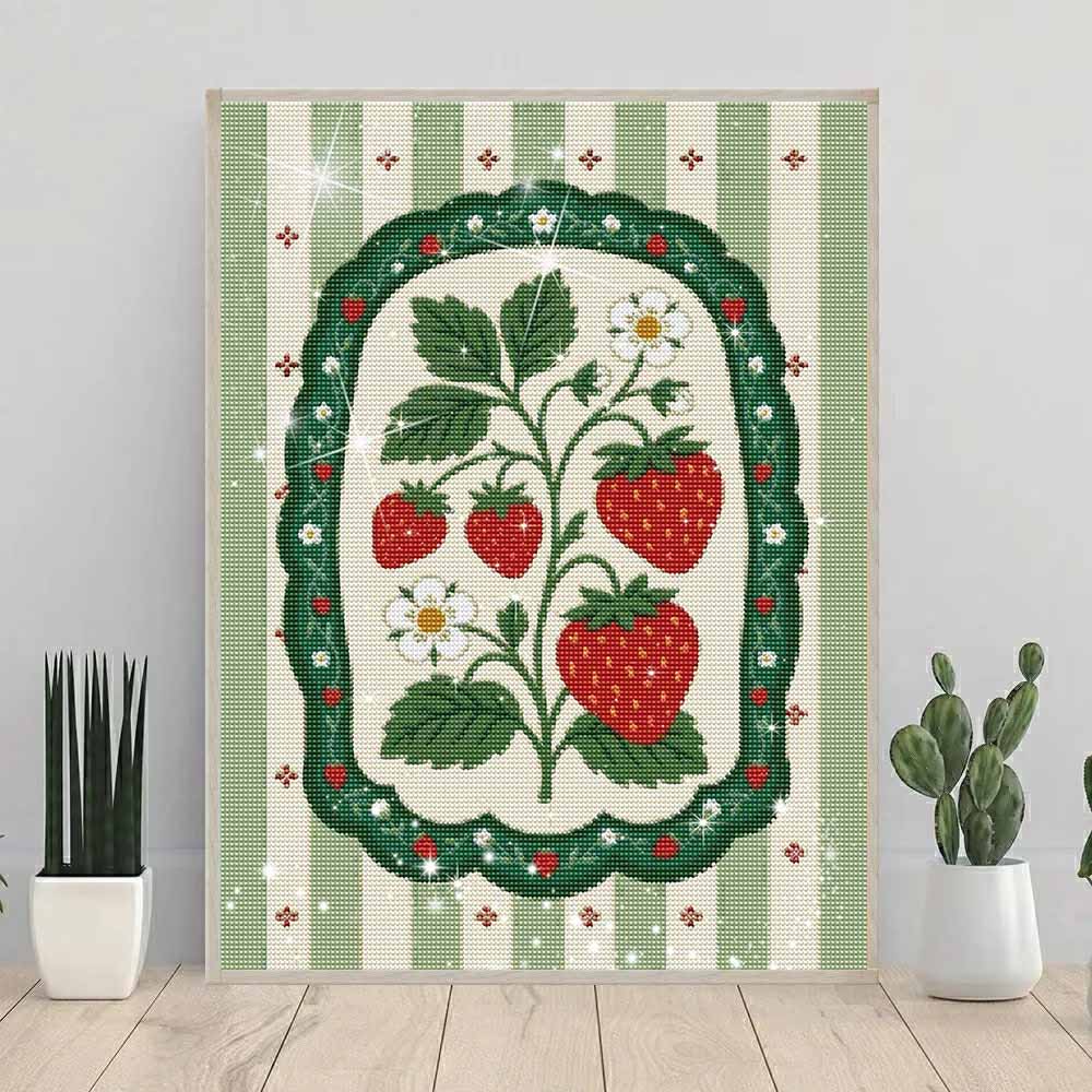 Diamond Painting Kit Strawberry Fruit Art 5D Full Drill Rhinestones Embroidery 30x40cm Living Room Bedroom Wall Decor Gift for Her
