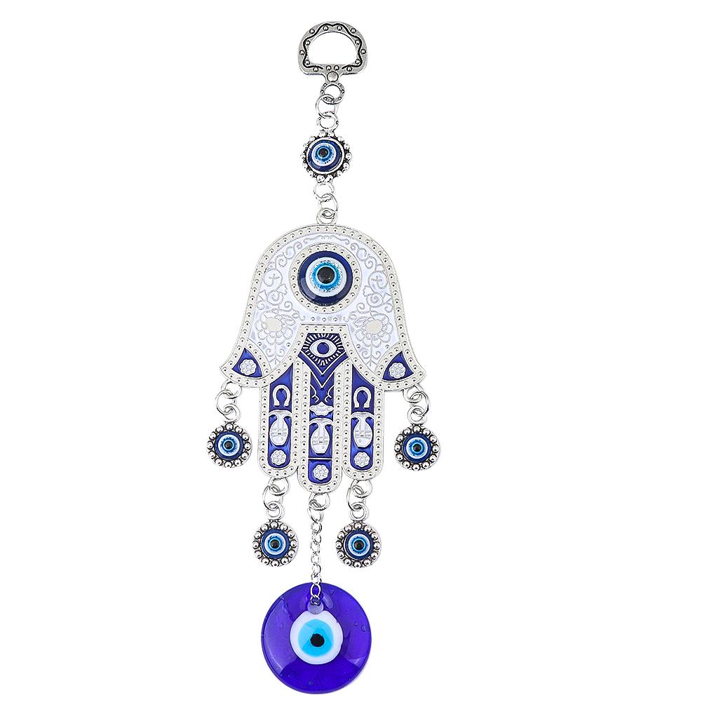 Blue Evil Eye Wall Hanging Hamsa Fatima Wind Chimes Lucky Amulet Blessing Protection Meditation Yoga Healing Pendant Home Decor