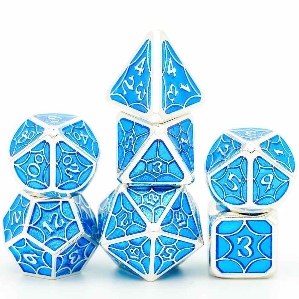 Cusdie Galaxy Metal D&D Dice 7Pcs High-quality D4 D6 D8 D10 D% D12 D20 Polyhedral Dice Set for Pathfinder Role Playing Game
