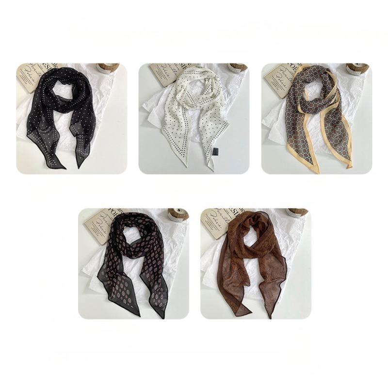 Ladies' Summer Polka Dot Scarf Tie Neck Long Ribbon Casual Sun Protection Outer Scarf Belt Decoration Polka Dot Scarf Headband