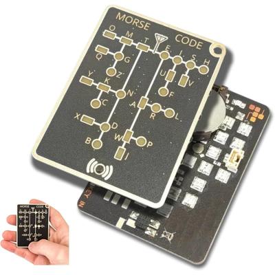 Morse Code Trainer Card Pro, Morse Code Karte Pro, Pocket-Size LED Trainer, Professional PCB Style with Interactive LEDs  Signal Buttons
