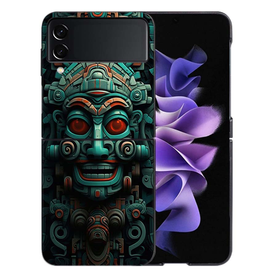 Aztec Maya Stone Coque For Samsung Z Flip7 6 Galaxy Case Shockproof Z Flip5 Z Flip3 4 5G Hard Cover Phone TPU PC Hard Funda
