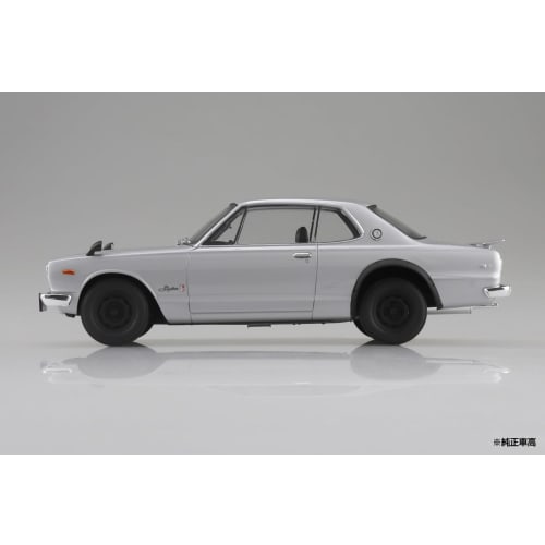Aoshima Bunka Kyozai (AOSHIMA) 1/24 Scale Rakupla Snap Car Series KPGC10 Skyline HT 2000GT-R 1970 Silver Pre-Colored Plastic Model Kit 01-SI