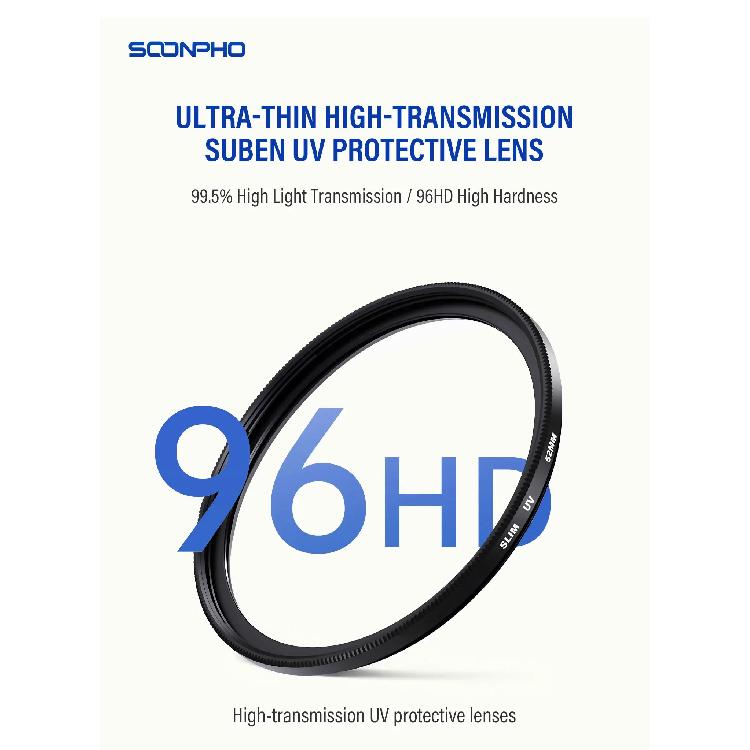 UV Filter Ultra-Thin High Transmittance Lens Filter 49/52/55/58/67/72/77/82mm Mirrorless Camera Protective Lens for Canon, Nikon