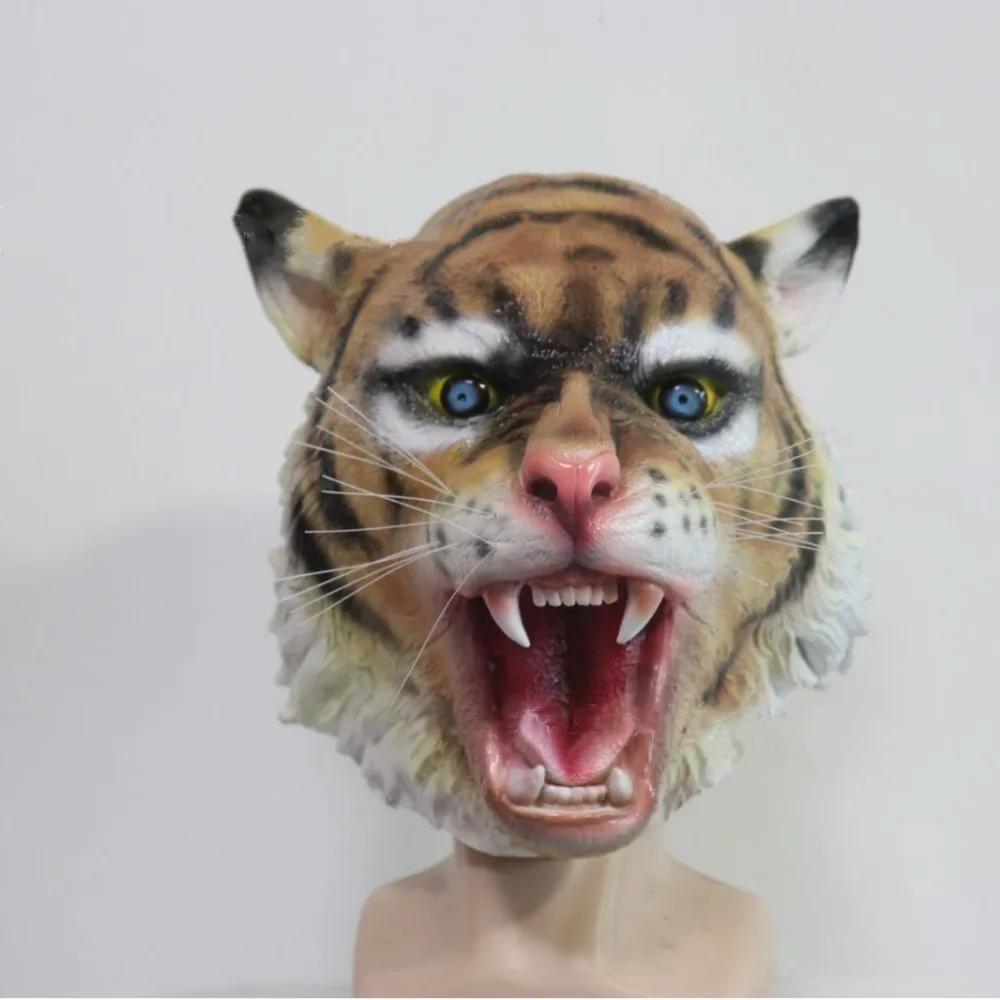 Tiger Maske Wildes Tier Latex Vollkopf Realistische Maske Kostüm für Halloween Cosplay Karneval Maske Maske Kostüm Party Requisiten