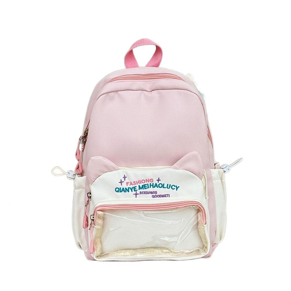 Multiple Pockets Student School Bag Color Matching Large Capacity Daypack  Women