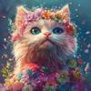 CHENISTORY 5d Full Square Drill Diamond Painting Animal Diamond Art Mosaic Handicraft Cat Floral Wreath Cross Stitch Home Decor