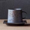 Ceramic Coffee Cup Japanese Style Cup and Saucer Set Creative Gilt Retro Mug Tea Cup Small Tray Household Water Cup with Saucer