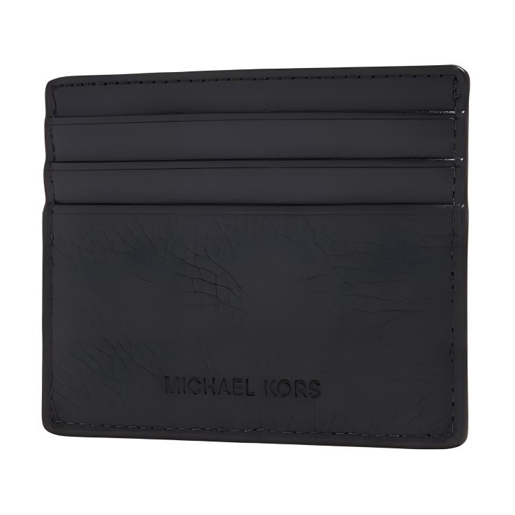 Michael Kors MK Hudson Embossed KORS Logo Pebble Leather Card Holder Women accessories Black 39T4LHDD2O-BLACK
