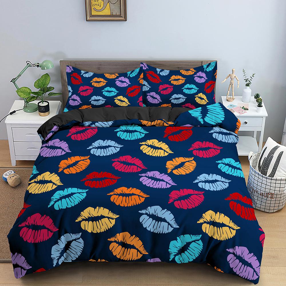 Umělecký vzor Povlečení Akvarelový design Barevný povlak na přikrývku s povlakem na polštář King Queen Size Pro děti a teenagery Povlečení