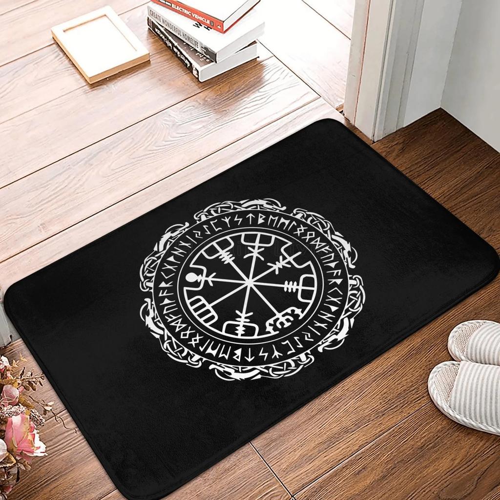 Viking Nordic Celtic Symbol Entrance Door Floor Mat Vikings Tattoo Odins Ravens Carpet Rugs Anti-Slip Waterproof Bathroom Mat