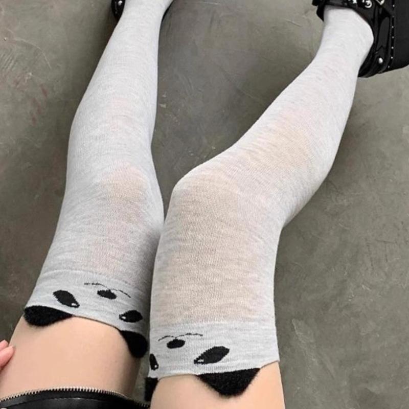 Autumn Winter New Cat Panda Stockings Cute Cartoon Cotton Over Knee Socks Soft Warm Stocking For Kawaii Girls Daily Wear Cosplay
