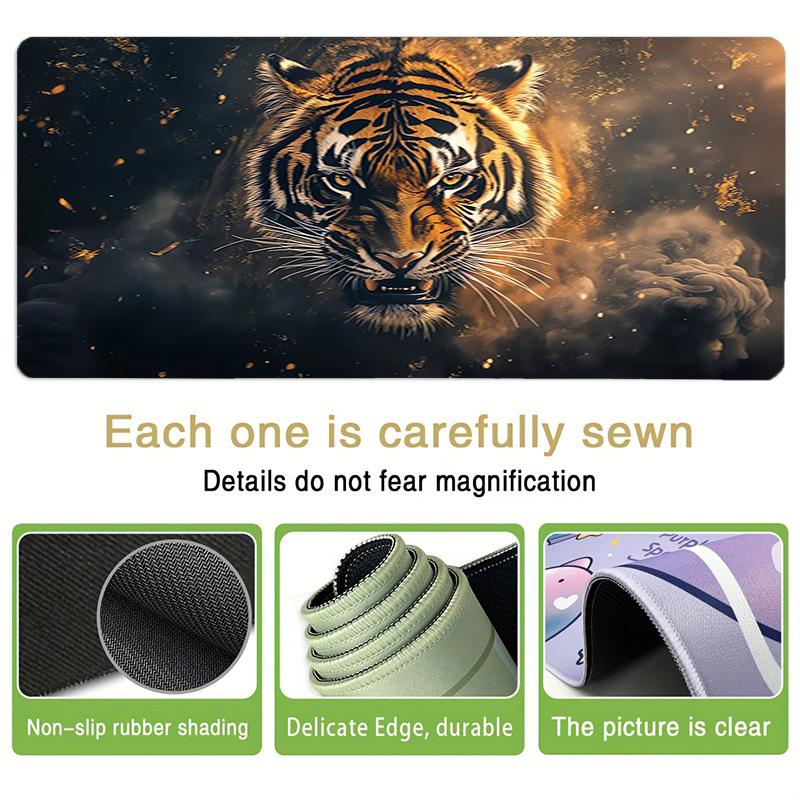 1pc Tiger Artwork Wildlife Nature Animal Illustration Digital Painting Computer Pad  Mouse Pads for Desk,Gamers and Office Use 02024