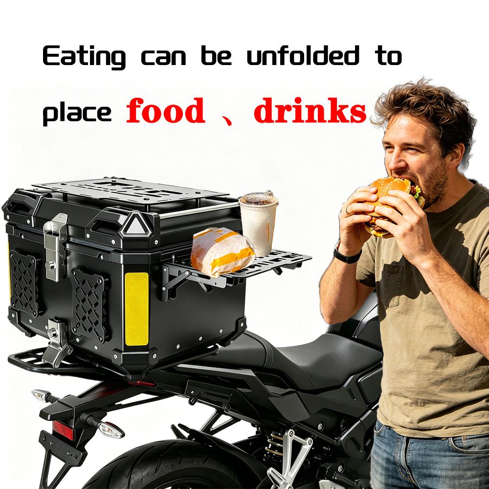 Folding Aluminum Motorcycle Trunk Tail Box Universal Top Case Quick-Mounting Molle Panel Tactical Storage Box Modular Organizer