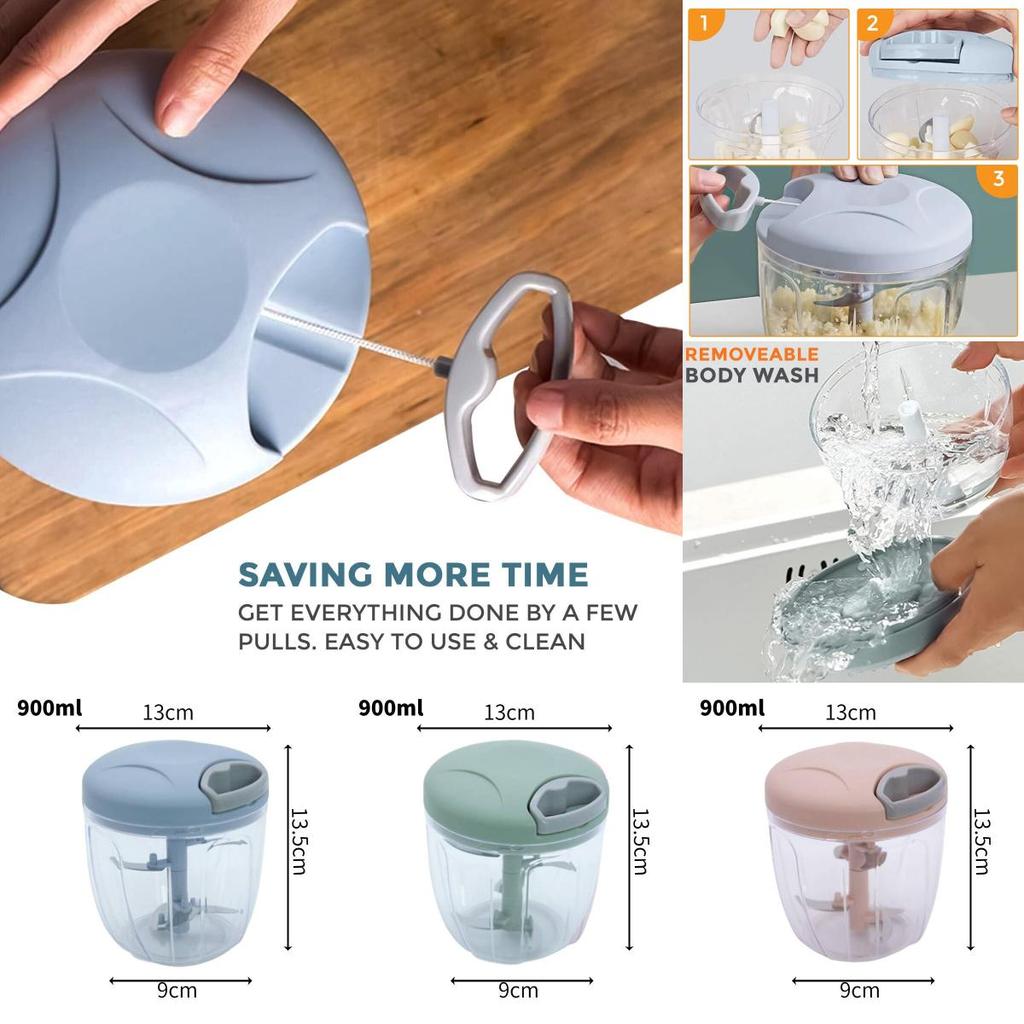 Manual Food Chopper Pull Cord Pulling Vegetable Slicer Hand Blender Kitchen