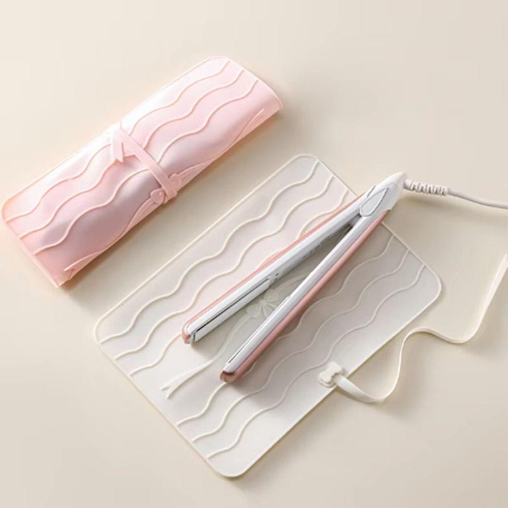 Folding Hair Curler Storage Bag Silicone Heat Resistant Mat  for Hair Care Tool