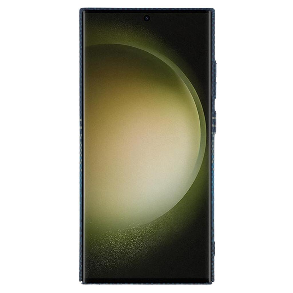 Dla Samsung Galaxy S23 Ultra Magnetyczne Etui Tekstura Włókna Węglowego Wodoodporne PC Pokrowiec na Telefon