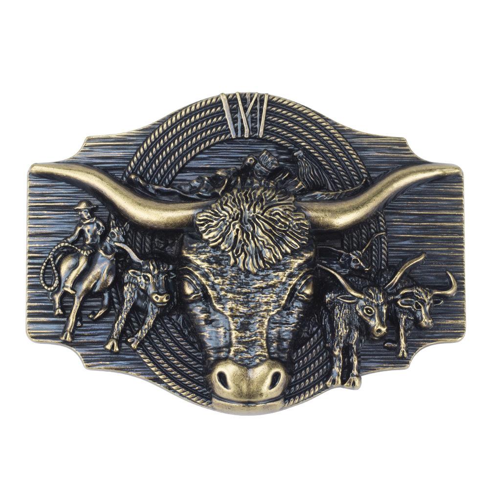 Bison Head Belt Buckle Western Cowboy Style Retro Buckle for 3 .8cm Width Belt