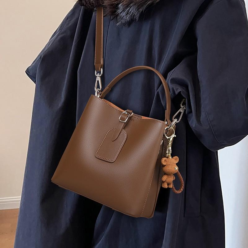 Womens Bucket Bag Crossbody Soft Leather Shoulder Large Capacity Street Style