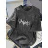 Vintage spłowiony oversize T-shirt ciemny cierń abstrakcyjny wzór graffiti top Gotycki punk Y K estetyka odzież uliczna dh1100072003JY