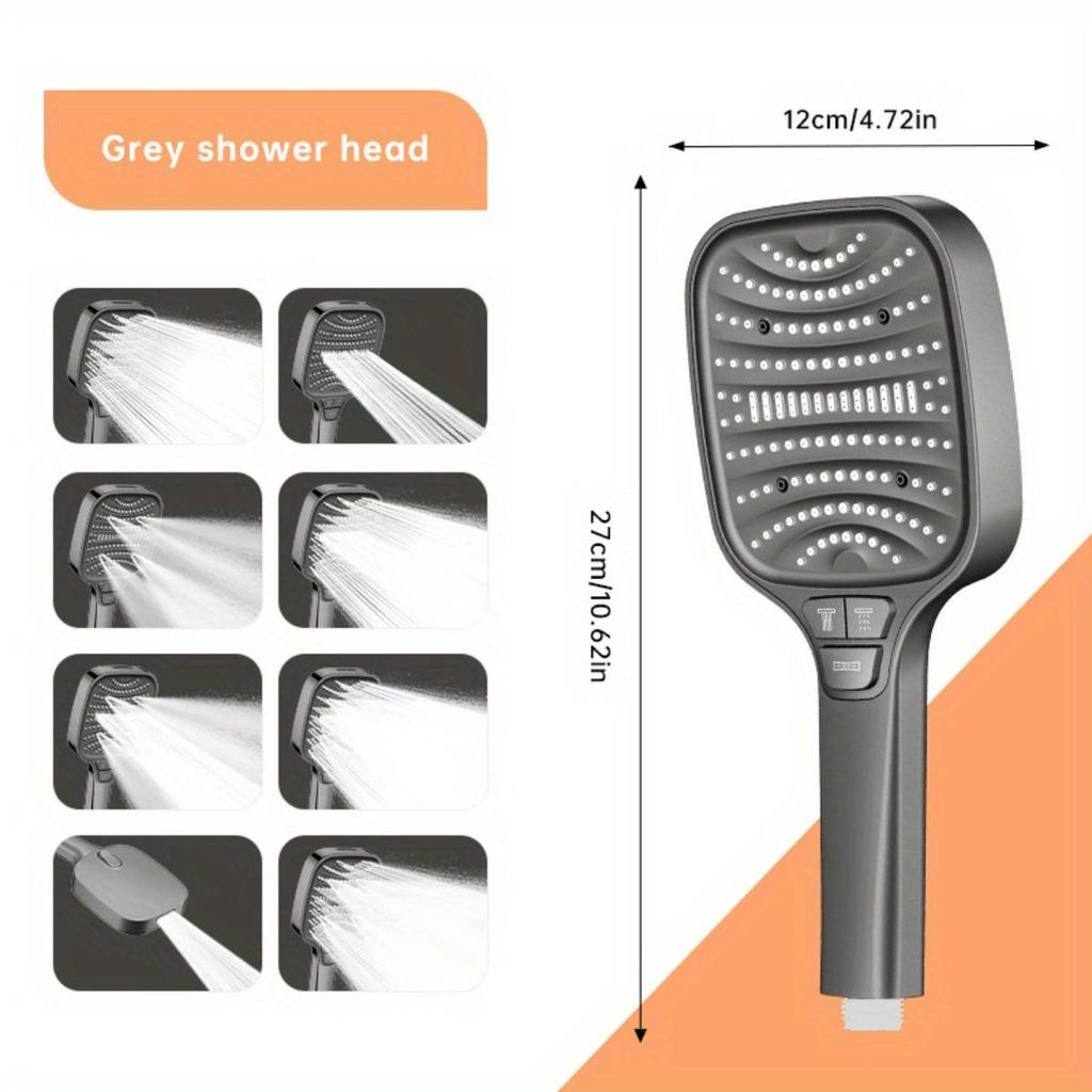 Powerful Pressurized Filtering Square Shower with 8 Shower Modes, Bathroom Shower Handheld Shower Large Panel High Flow Deluge Spray Water
