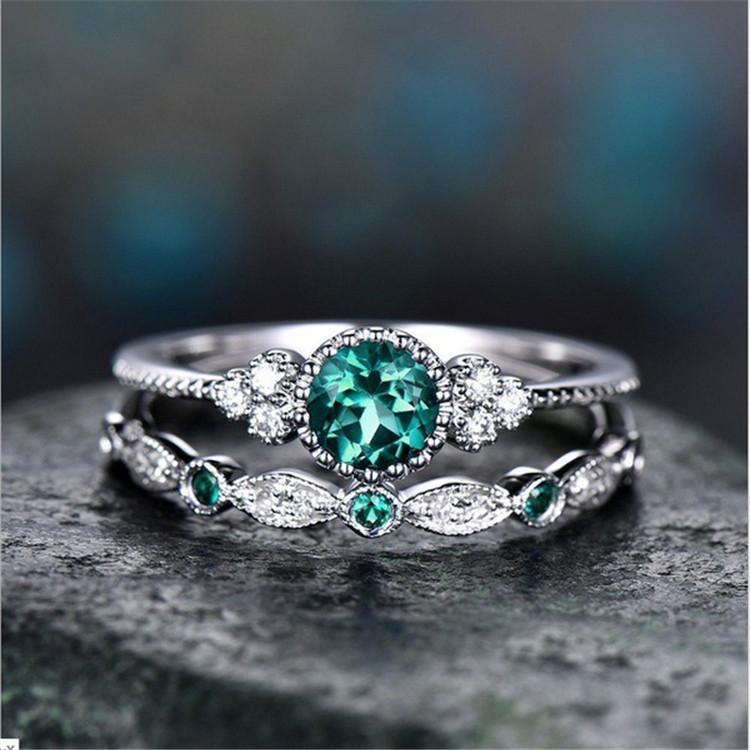 

Versatile Women s Zircon Emerald Micro-Paved Engagement Wedding Ring Size 9