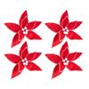 Four Plush Christmas Flowers for Tree and Custom Holiday Displays Made with Synthetic Flannel for Long Lasting Festive Decor