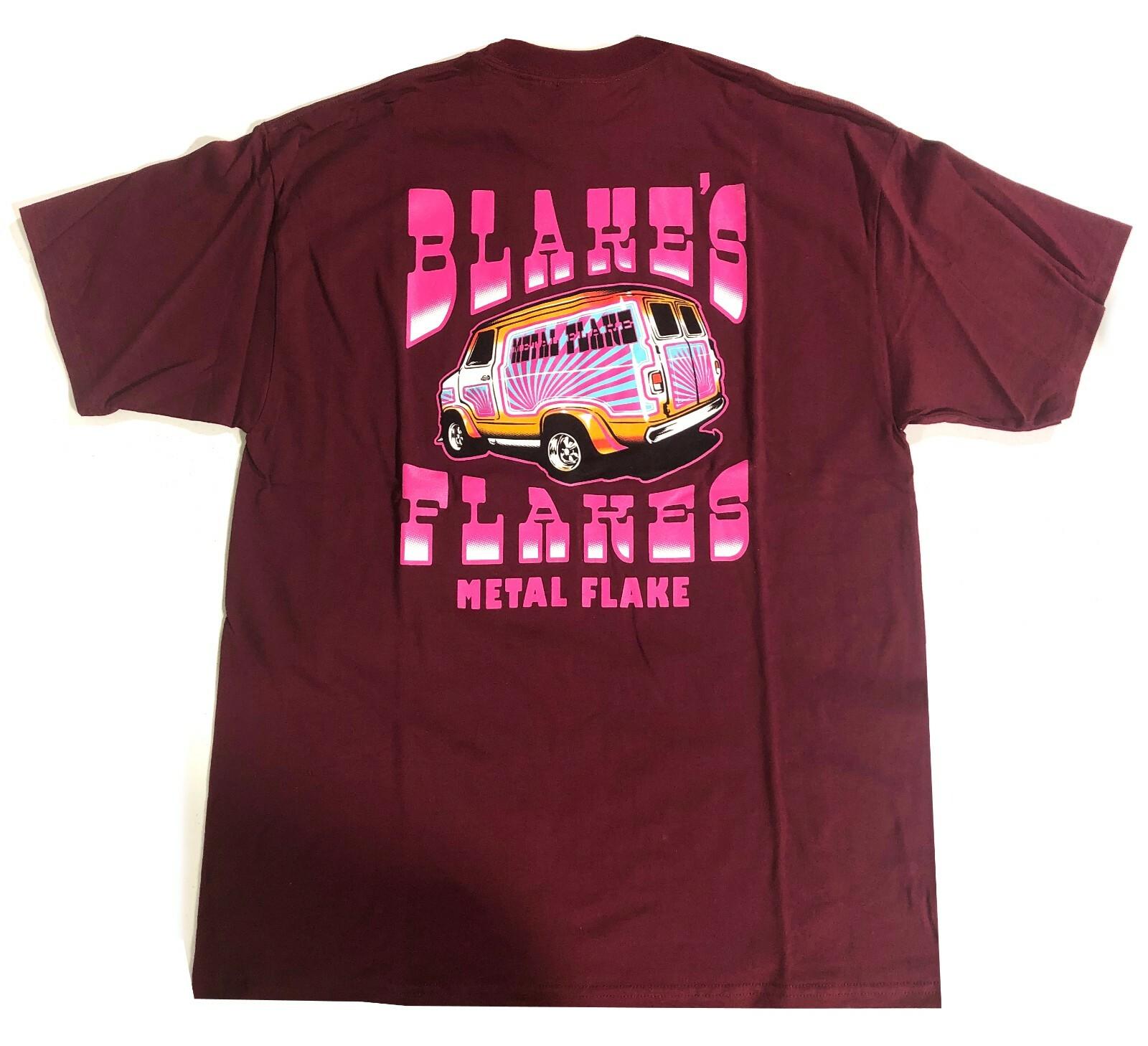 Blake s Flakes Metal Flake T-shirt Dark Red Maroon S