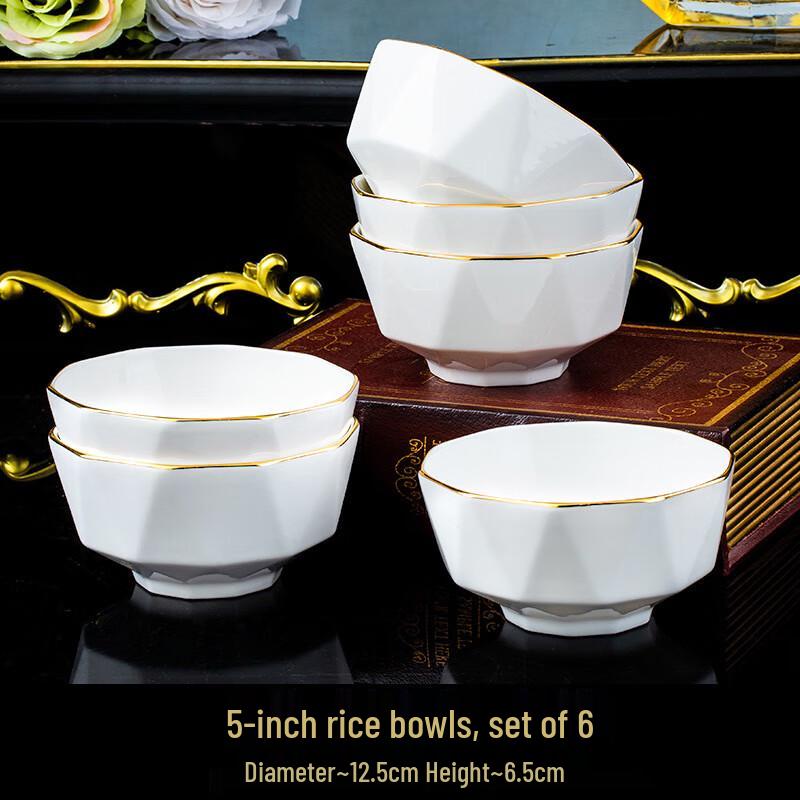 

ZISIZ Hand-painted Gold Enamel Rice Bowl Set