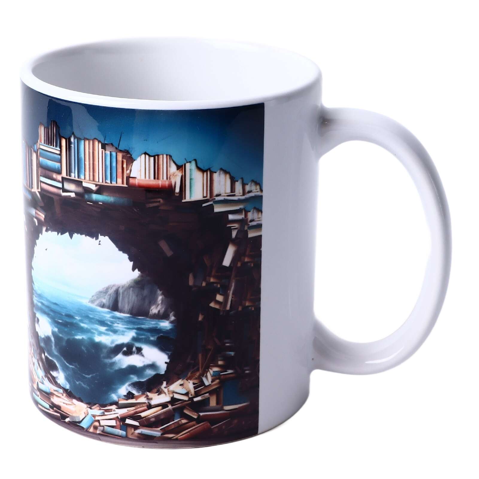 

Coffee Mug 3D Bookshelf Pattern Tea Cup Heat Resistant Ceramic Mug Multifunctional Mark Cup for Home Dormitory Office Type 7